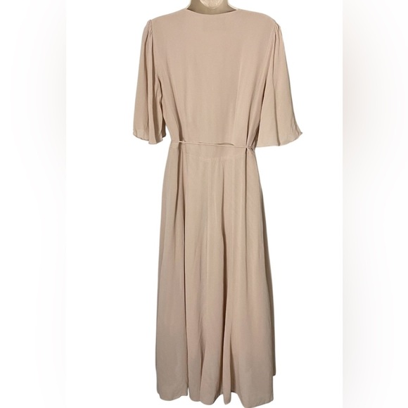 Reformation Rhodes Midi Wrap Dress Champagne Pink Size Large - Picture 7 of 11